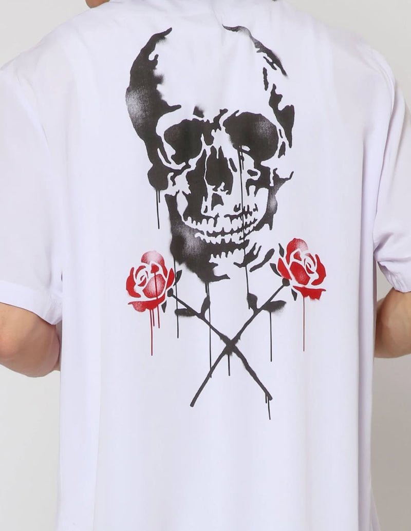 Camisa RELIGION Skull Stencil Blanco Hombre
