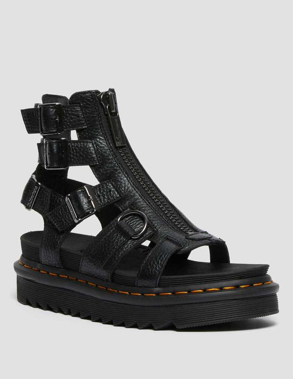 Dr. Martens Olson Zipped Leather Strap Sandals Negras Mujer