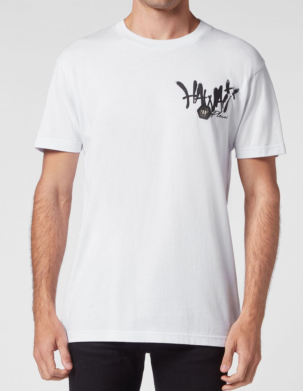 Philipp Plein Hawaii White Men's T-shirt SACC-MTK6075