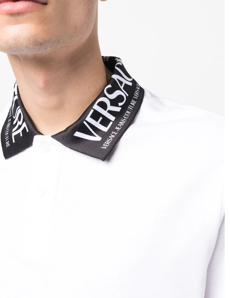 Polo Versace Jeans Couture con Logo en el Cuello Blanco Hombre