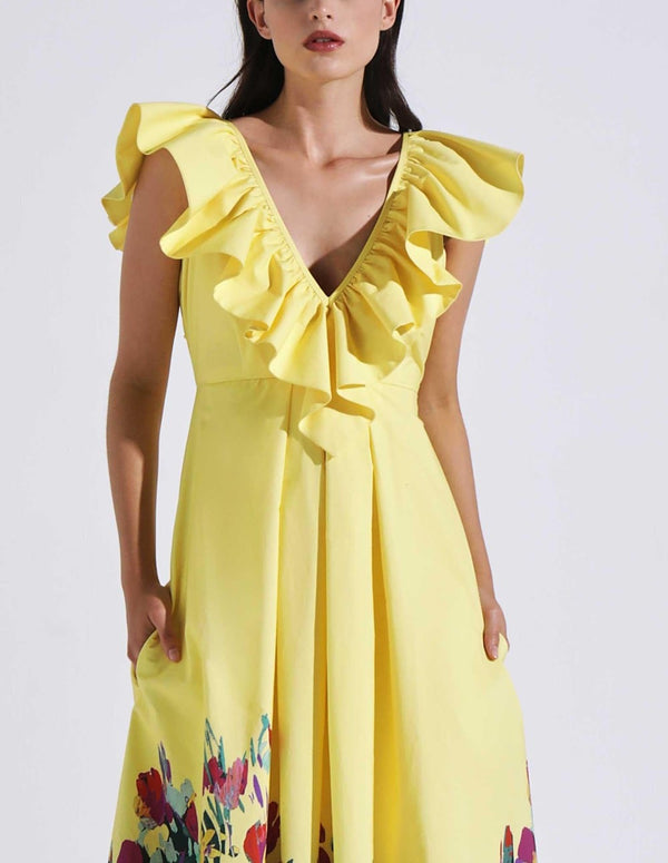 &amp; ME Freya Dress with Yellow Print Woman