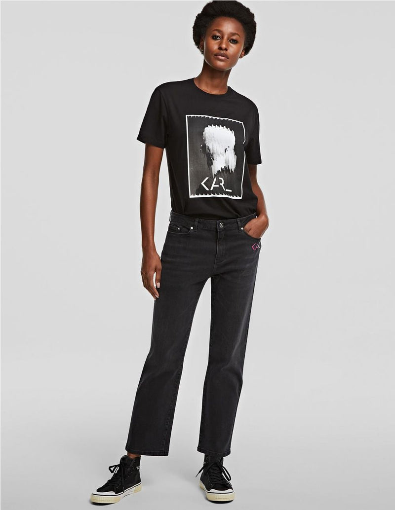 Camiseta Karl Lagerfeld Print Karl Legend Negra Mujer