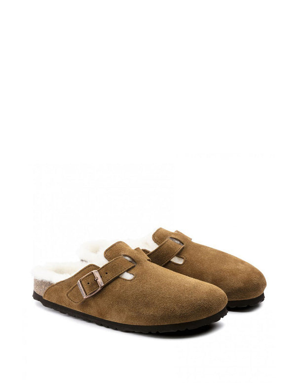 Birkenstock Boston Shearling Suede Leather Marrones Unisex