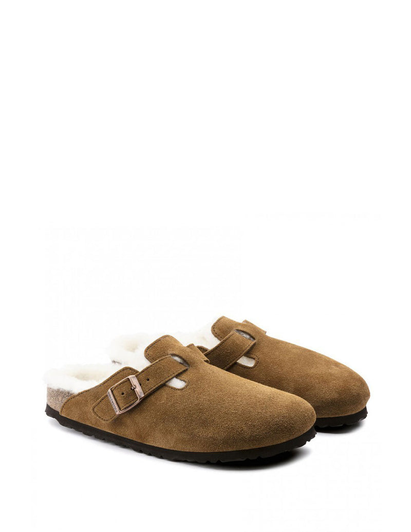 Birkenstock Boston Shearling Suede Leather Marrones Unisex