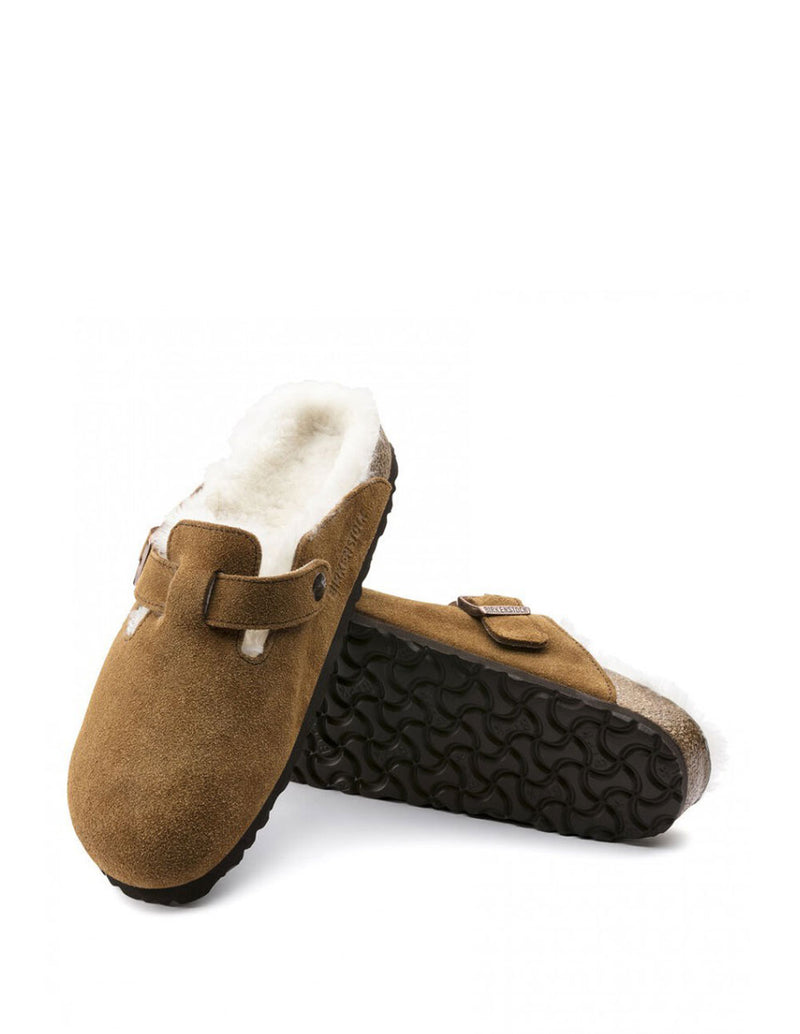 Birkenstock Boston Shearling Suede Leather Marrones Unisex