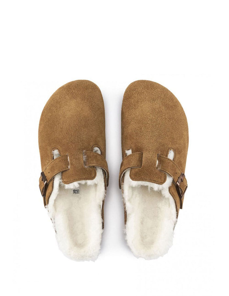 Birkenstock Boston Shearling Suede Leather Marrones Unisex