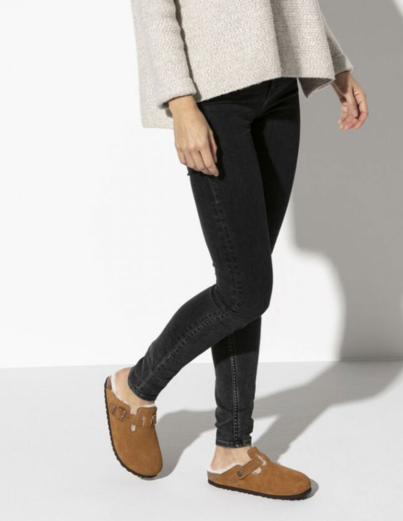 Birkenstock Boston Shearling Suede Leather Marrones Unisex
