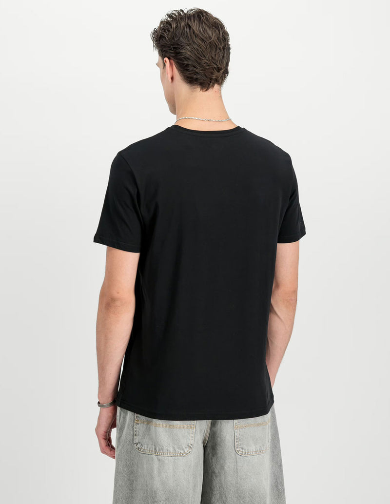 Camiseta Alpha Industries Basic Big Logo Foil Print Negra y Plateada Hombre