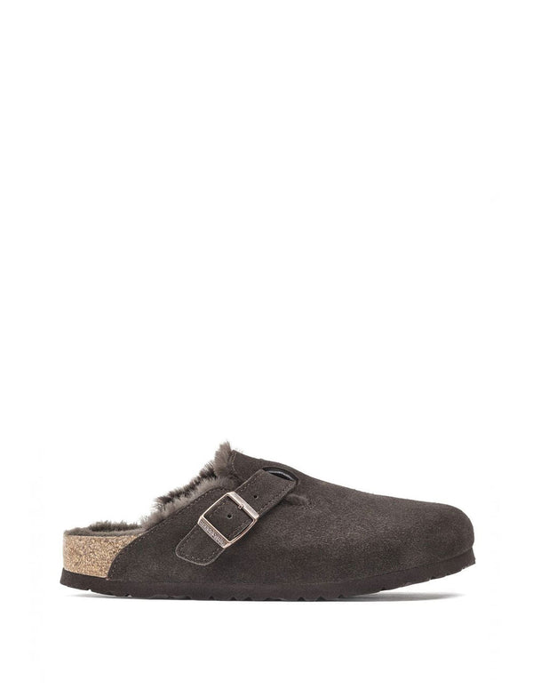 Birkenstock Boston Shearling Suede Leather Marrones Mujer