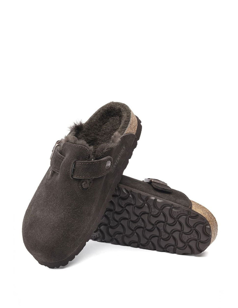 Birkenstock Boston Shearling Suede Leather Marrones Mujer