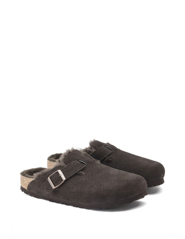 Birkenstock Boston Shearling Suede Leather Marrones Mujer