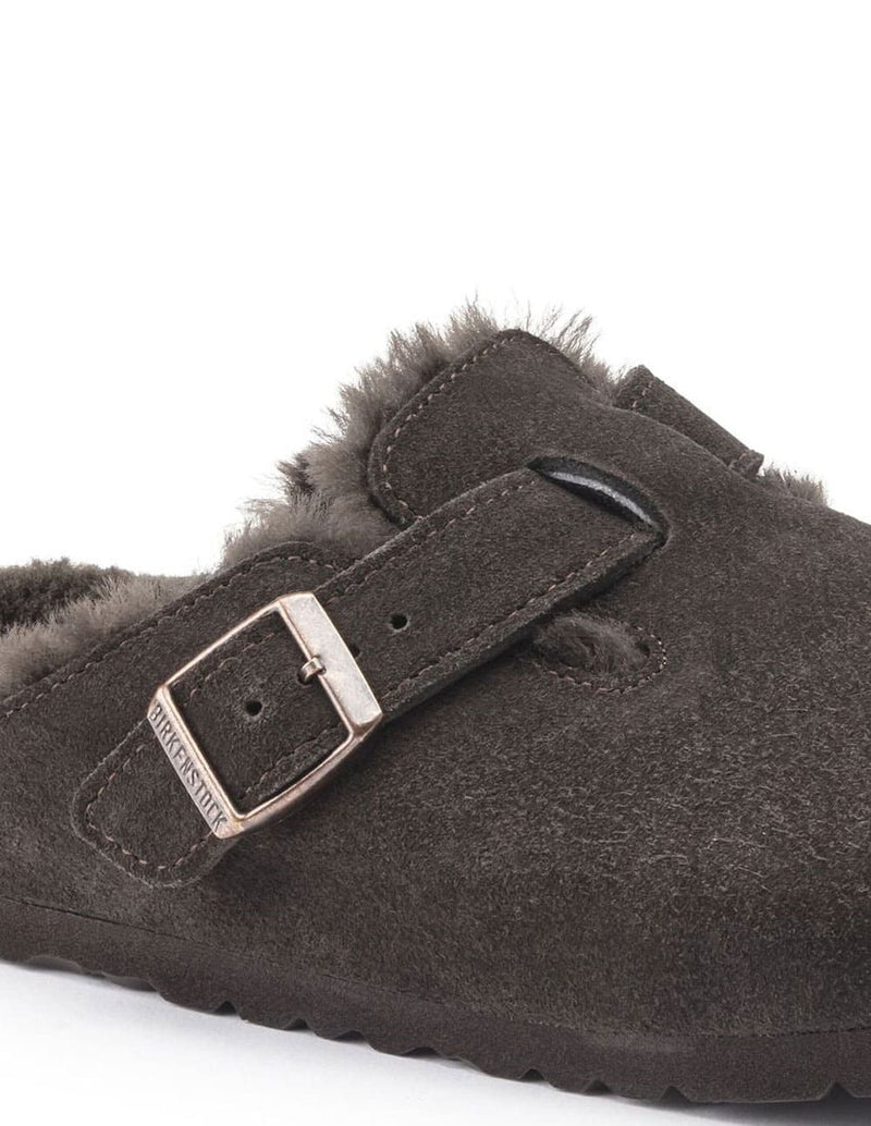 Birkenstock Boston Shearling Suede Leather Marrones Mujer