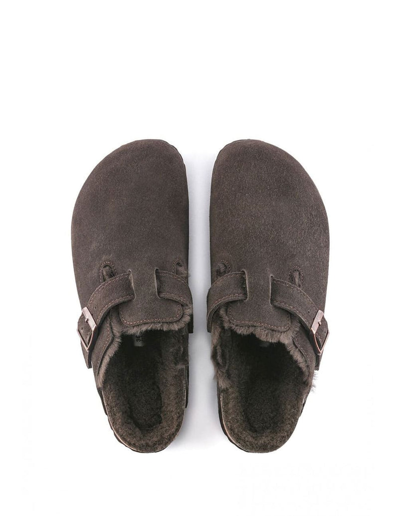 Birkenstock Boston Shearling Suede Leather Marrones Mujer
