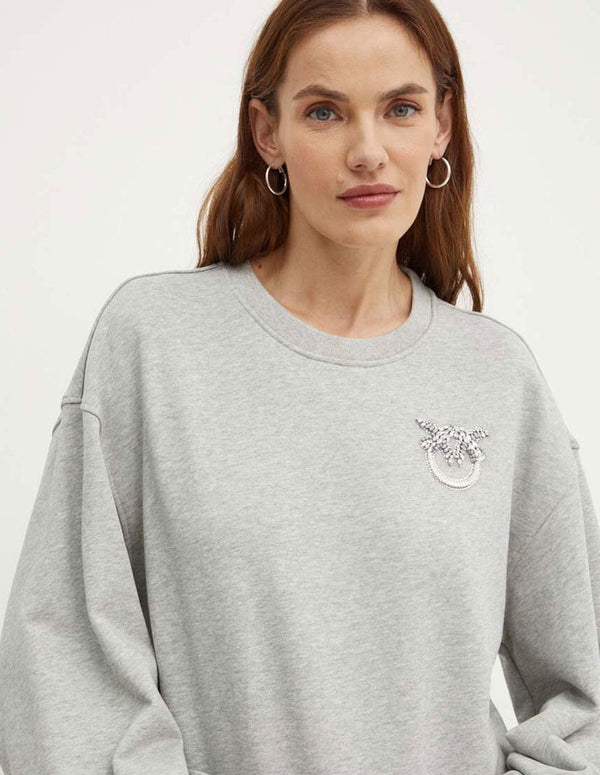 Sudadera Pinko Love Birds Gris Mujer