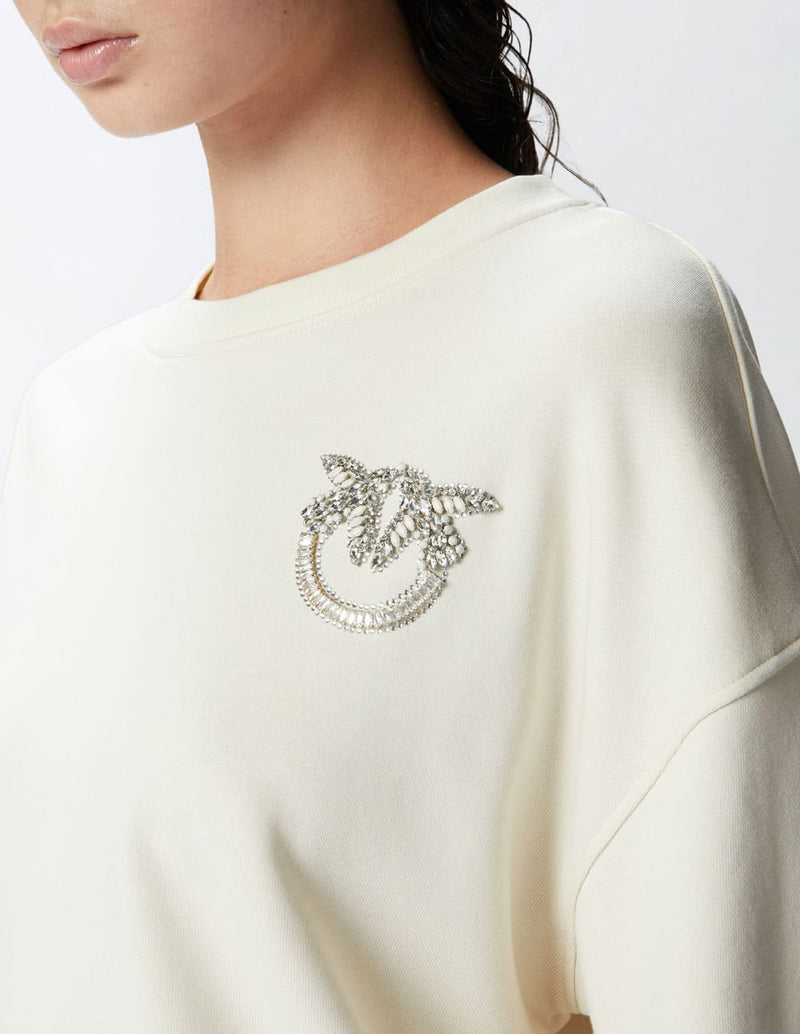 Sudadera Pinko Love Birds Beige Mujer