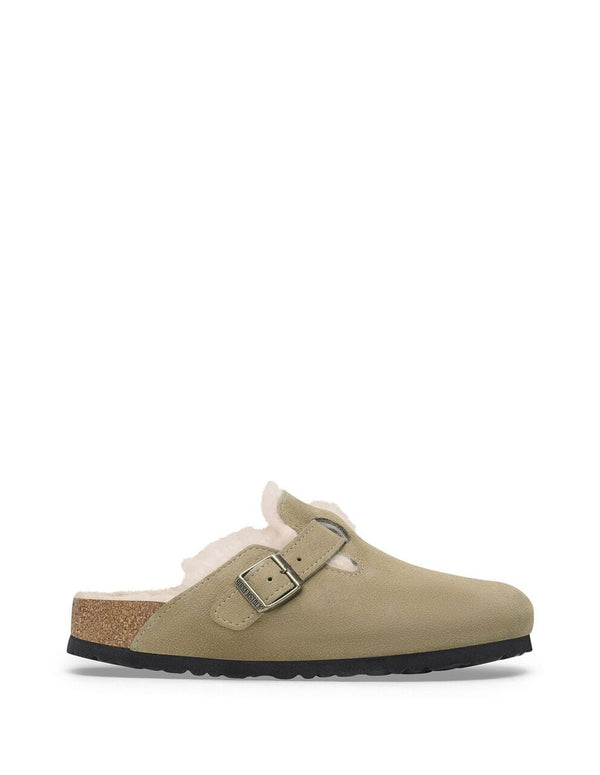 Birkenstock Boston Shearling Suede Leather Beiges Mujer