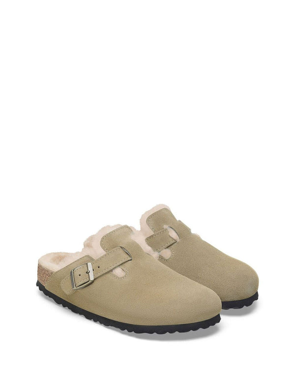 Birkenstock Boston Shearling Suede Leather Beiges Mujer