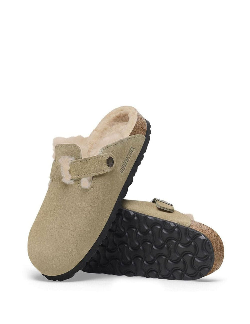 Birkenstock Boston Shearling Suede Leather Beiges Mujer