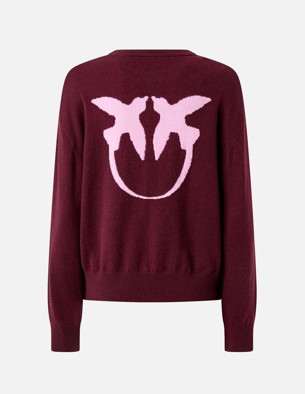 Jersey Pinko con Logo Love Birds Burdeos Mujer