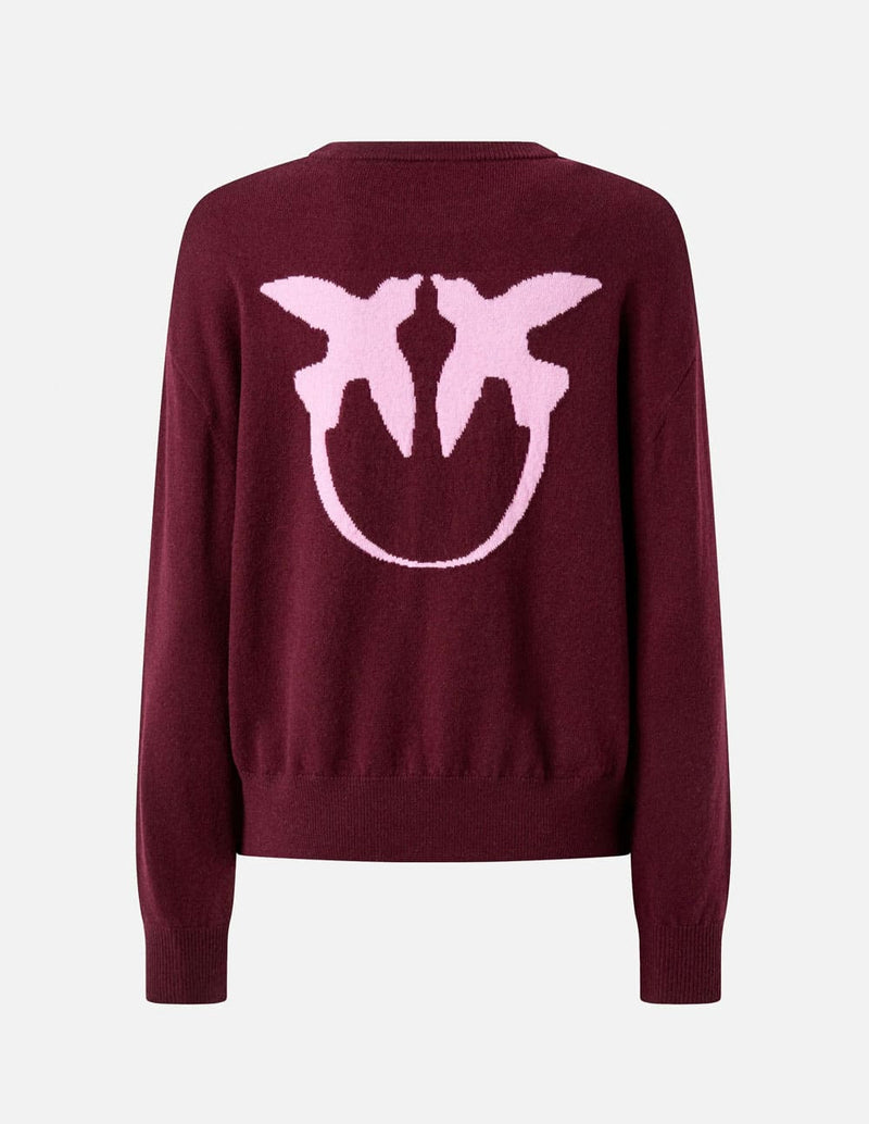 Jersey Pinko con Logo Love Birds Burdeos Mujer