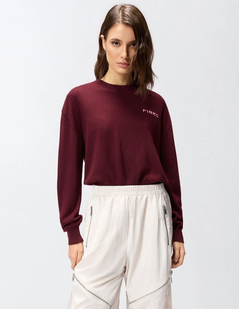 Jersey Pinko con Logo Love Birds Burdeos Mujer