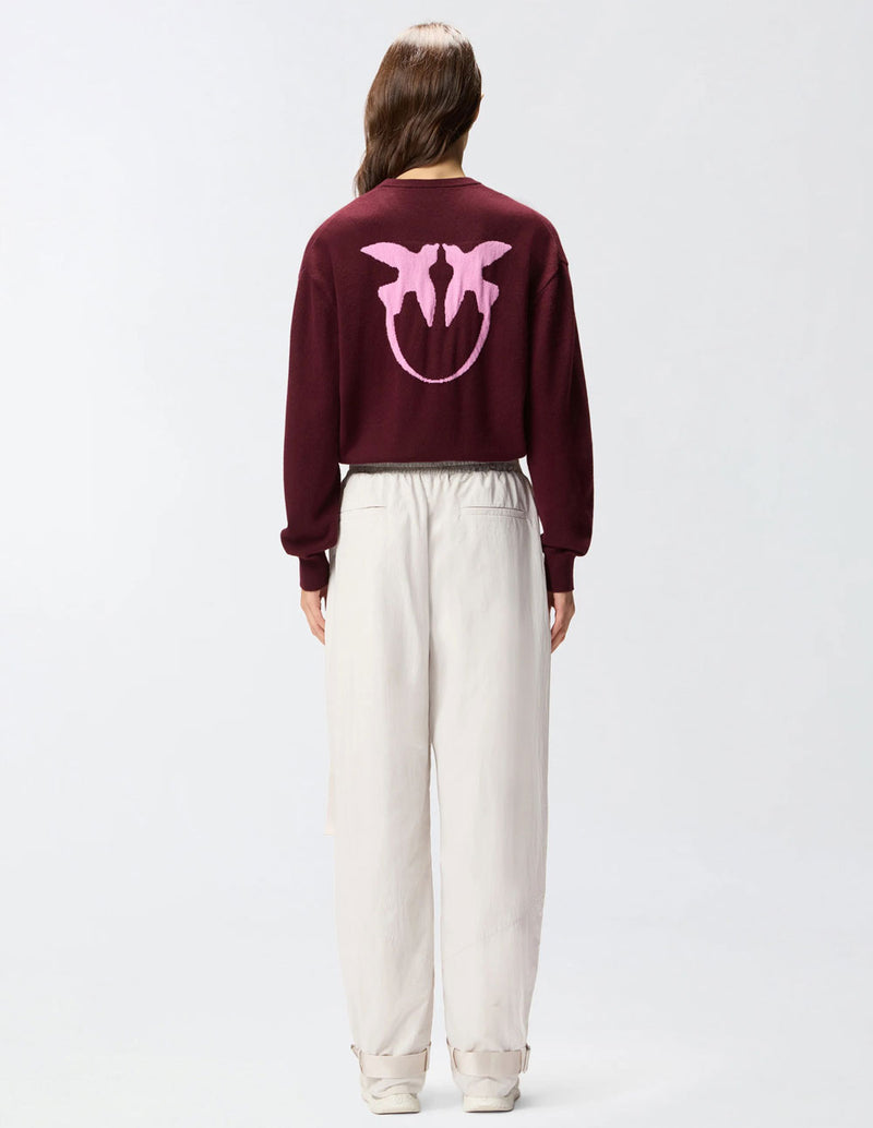 Jersey Pinko con Logo Love Birds Burdeos Mujer