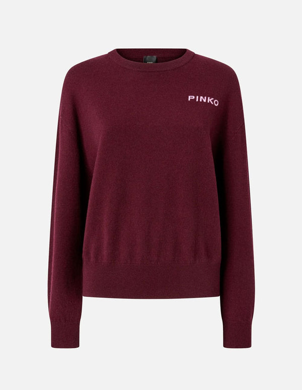 Jersey Pinko con Logo Love Birds Burdeos Mujer