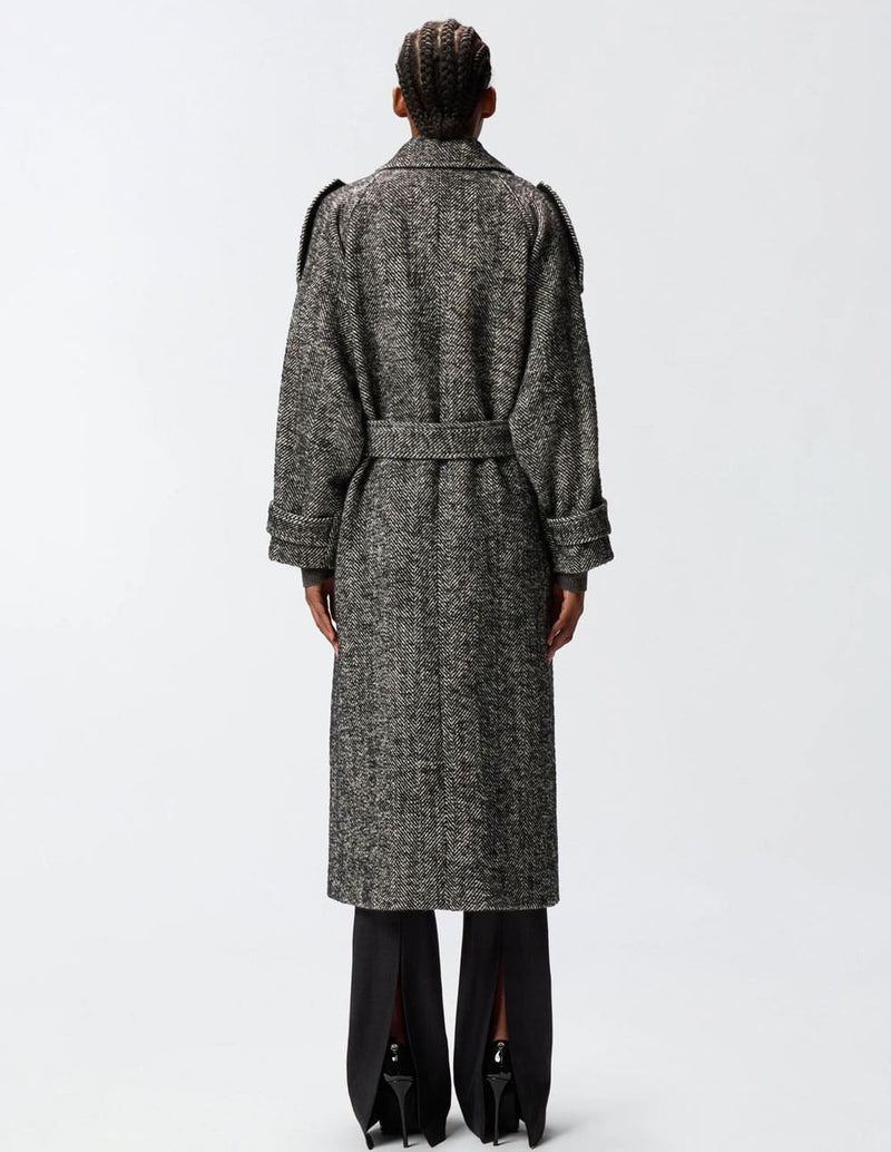 Abrigo Pinko con Motivo de Espiga Gris Mujer