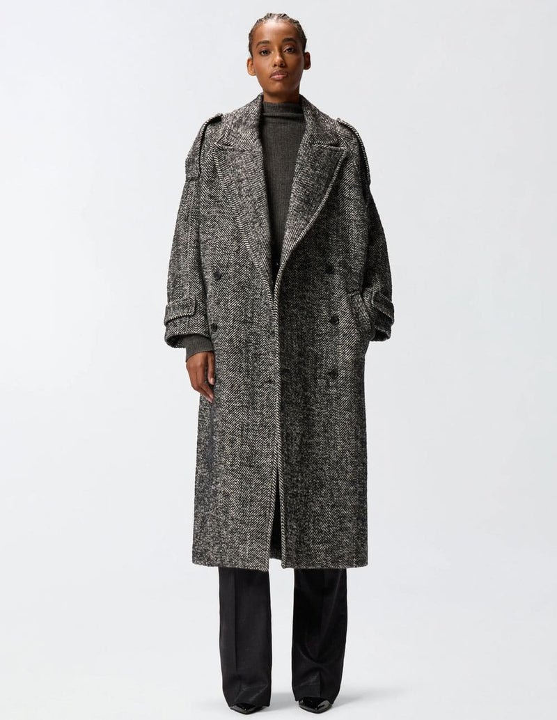 Abrigo Pinko con Motivo de Espiga Gris Mujer