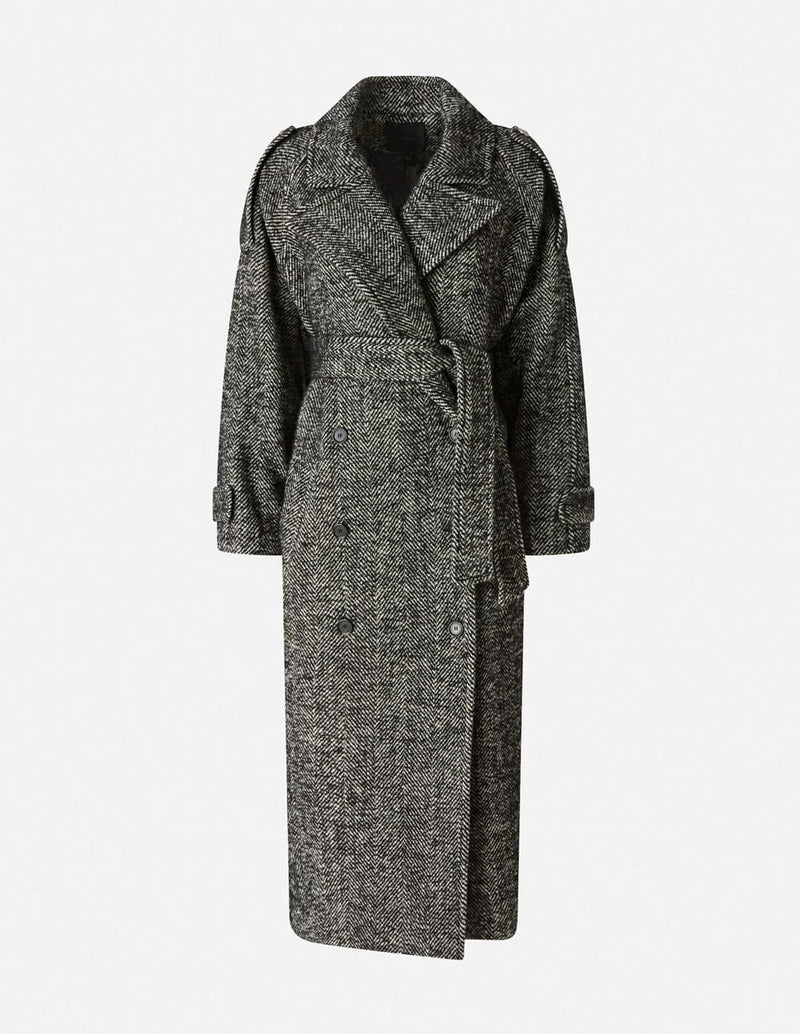 Abrigo Pinko con Motivo de Espiga Gris Mujer