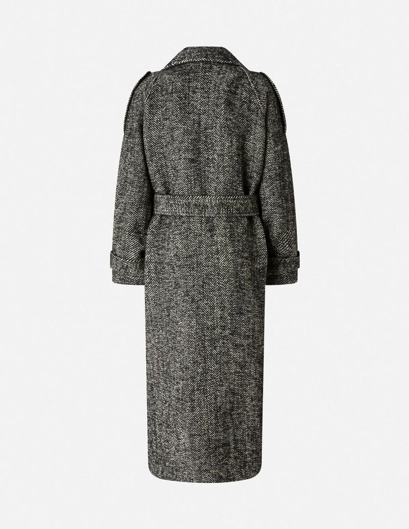 Abrigo Pinko con Motivo de Espiga Gris Mujer