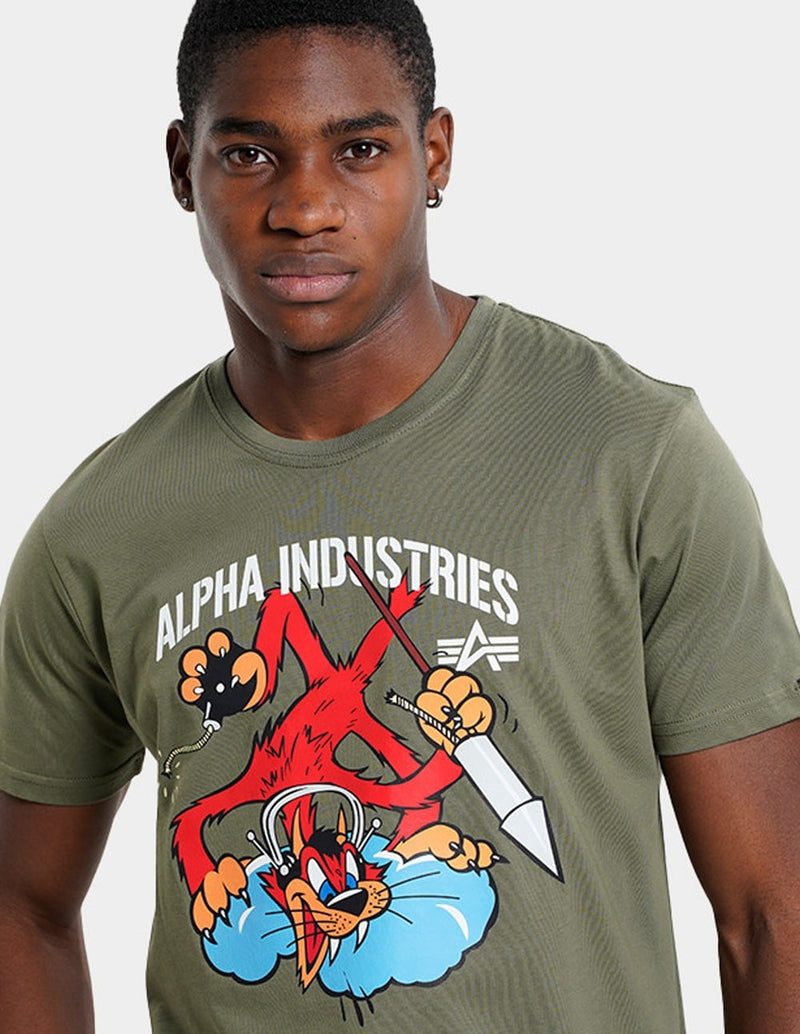Camiseta Alpha Industries Fighter Squadron Verde Hombre