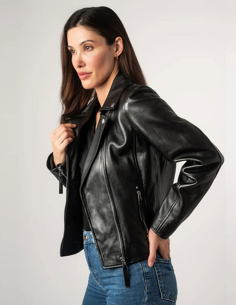 Chaqueta Gipsy de Cuero Pajsa Negra Mujer