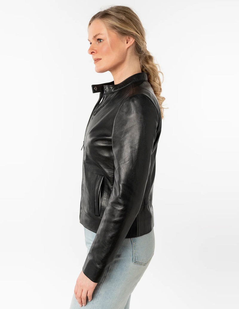 Cazadora Mauritius de Cuero Mair Negra Mujer