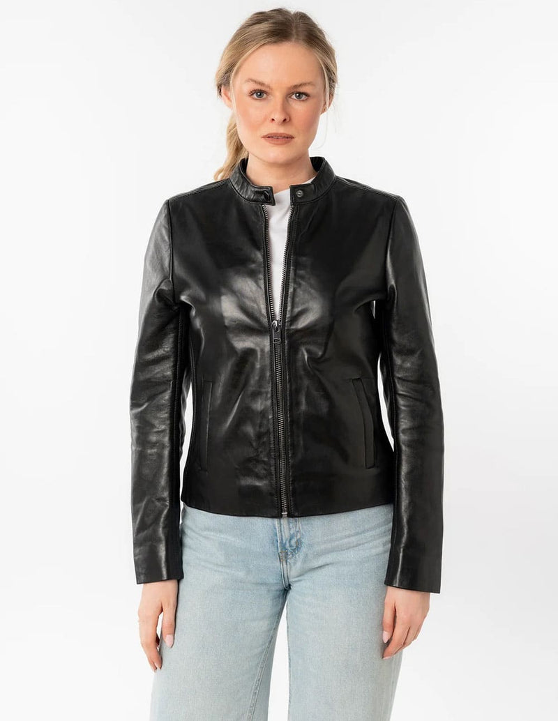 Cazadora Mauritius de Cuero Mair Negra Mujer