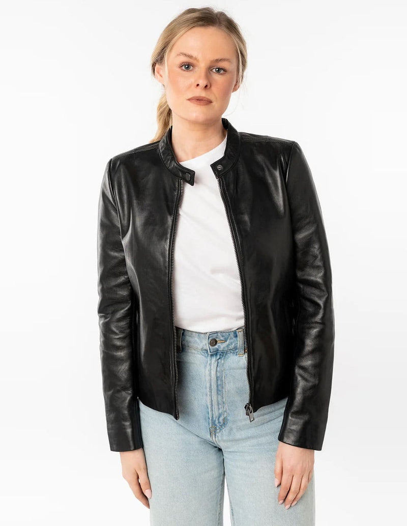 Cazadora Mauritius de Cuero Mair Negra Mujer