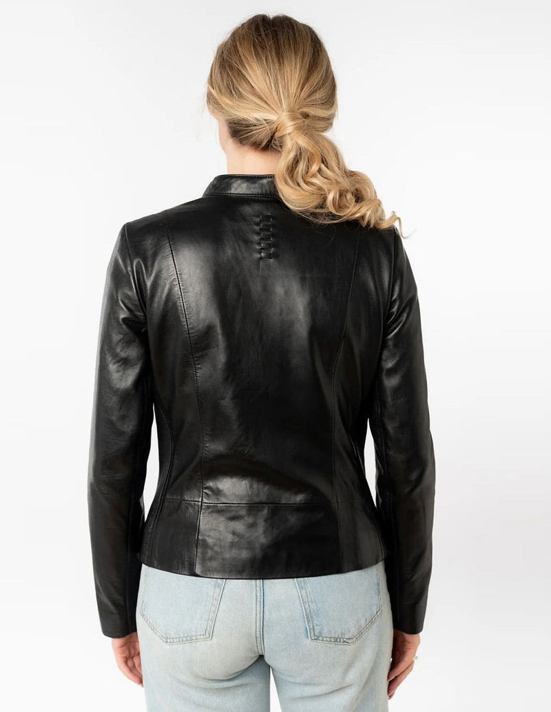 Cazadora Mauritius de Cuero Mair Negra Mujer