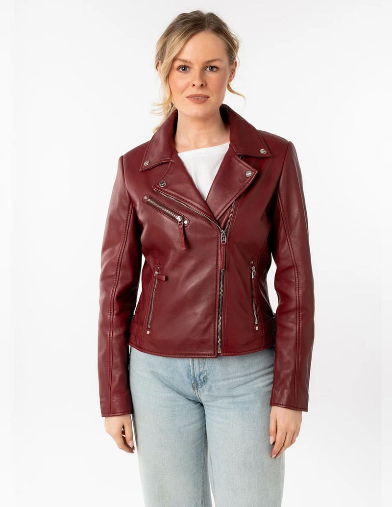 Cazadora Mauritius de Cuero Pasja Roja Mujer