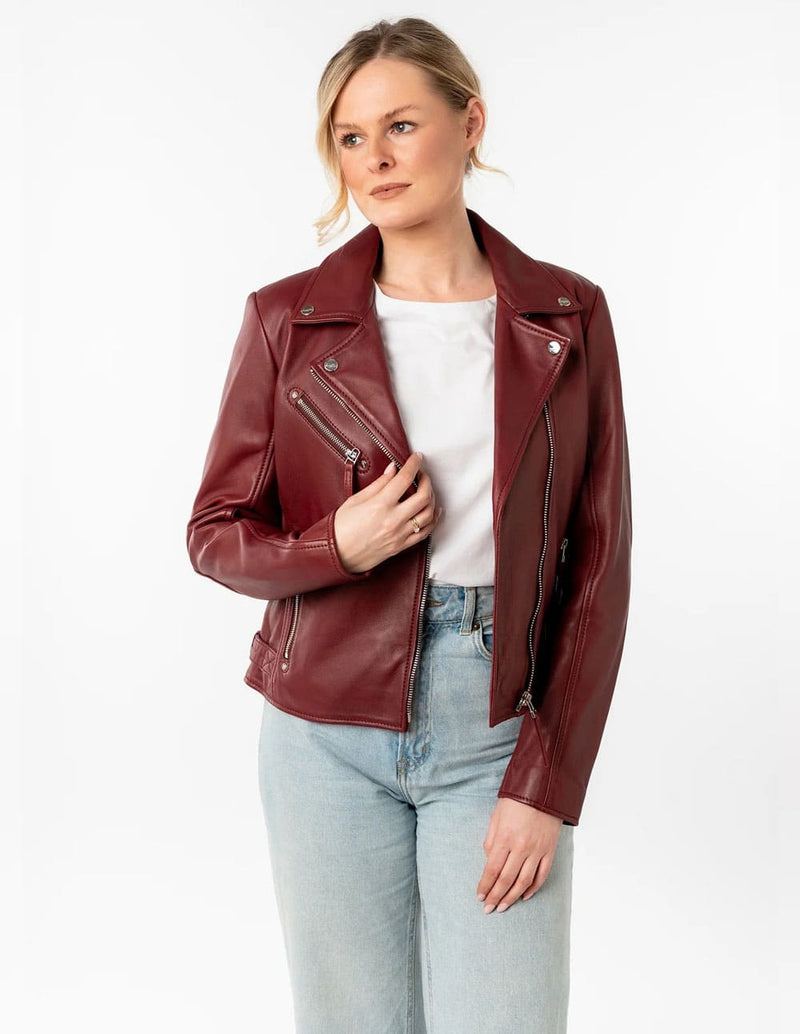 Cazadora Mauritius de Cuero Pasja Roja Mujer