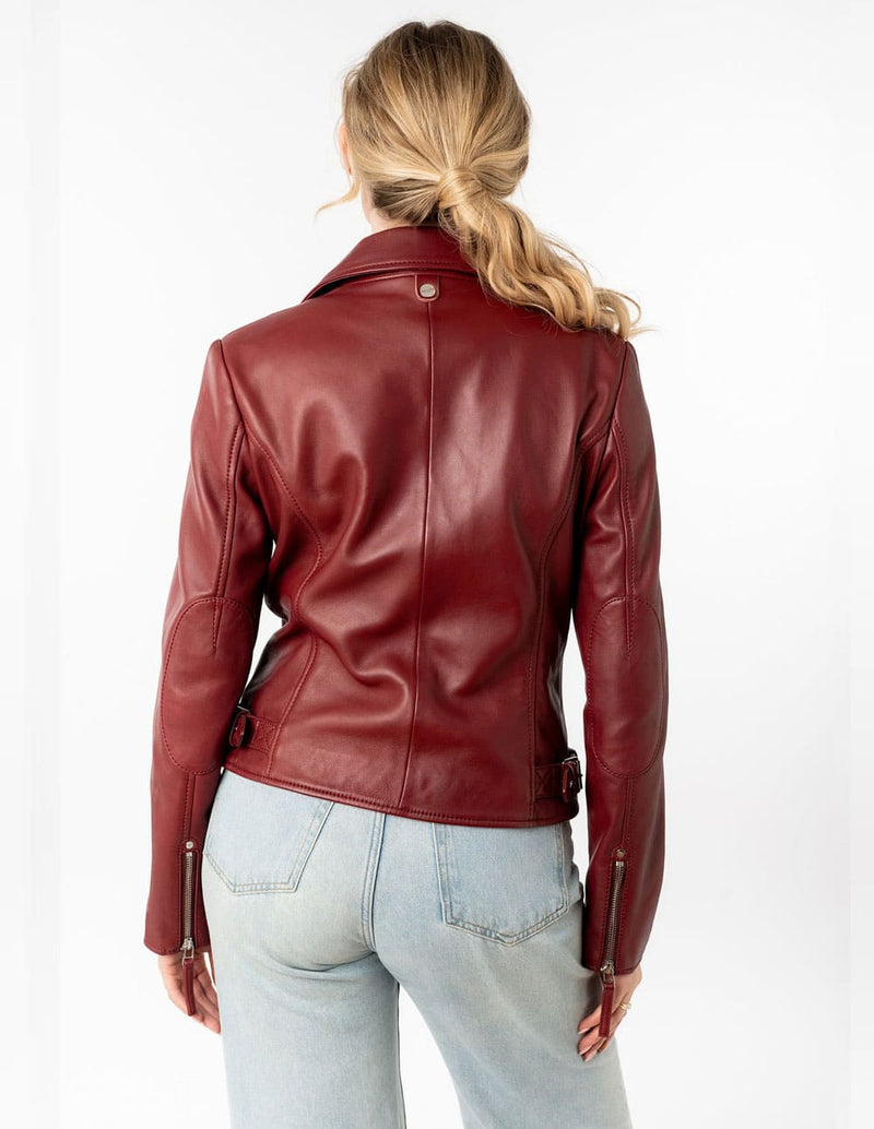 Cazadora Mauritius de Cuero Pasja Roja Mujer