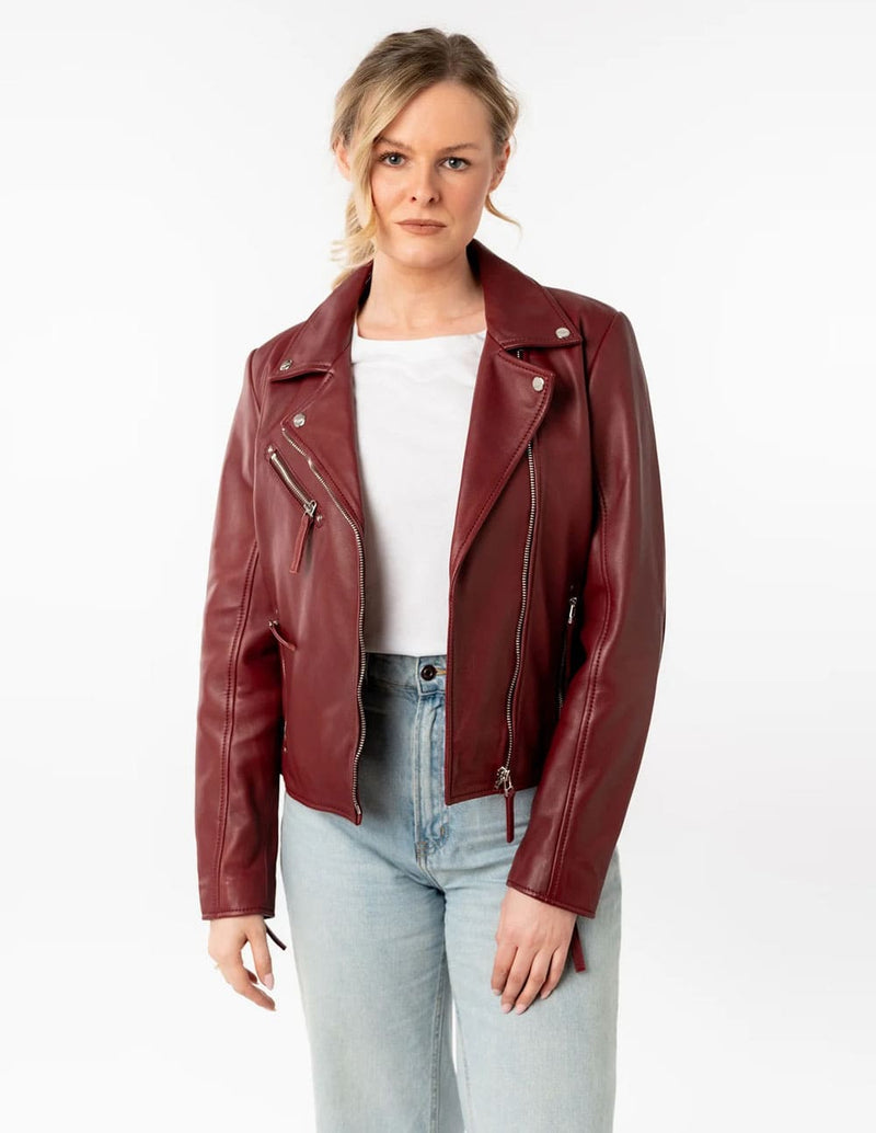 Cazadora Mauritius de Cuero Pasja Roja Mujer