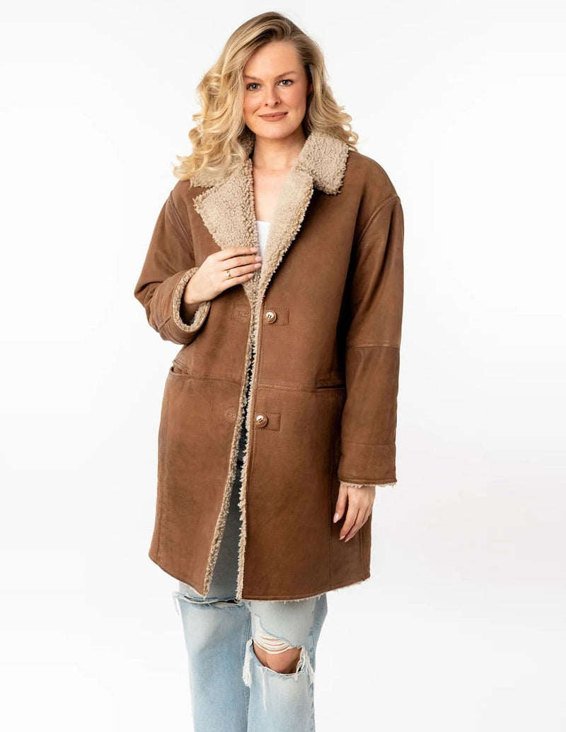 Parka Mauritius de Cuero Xofia Marrón Mujer