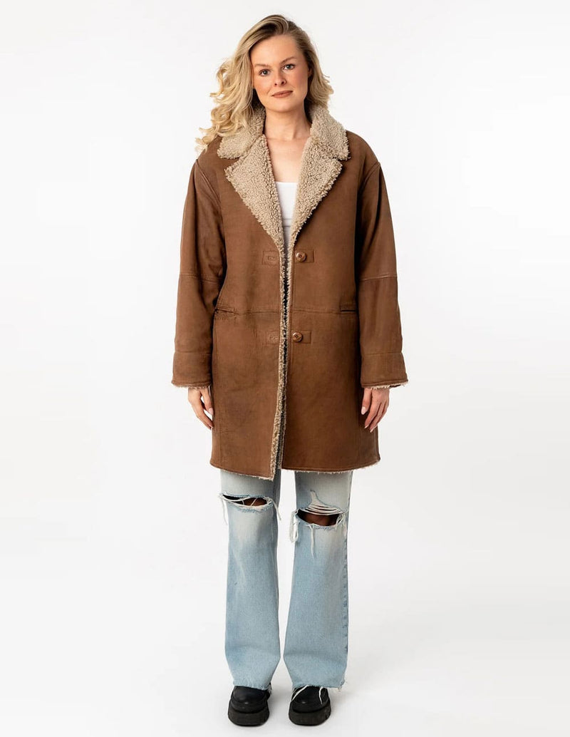 Parka Mauritius de Cuero Xofia Marrón Mujer