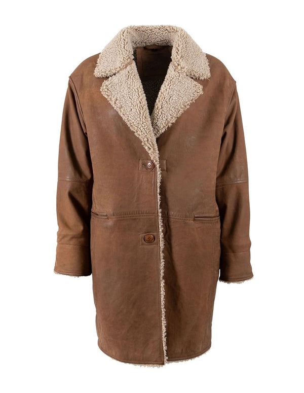 Parka Mauritius de Cuero Xofia Marrón Mujer