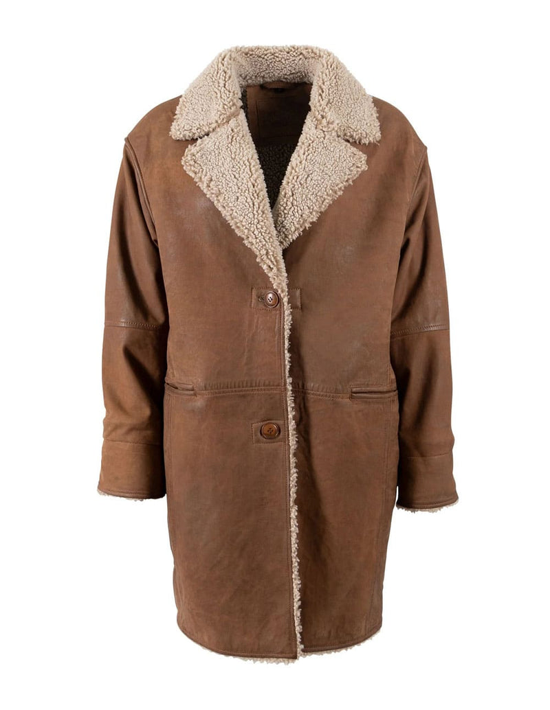 Parka Mauritius de Cuero Xofia Marrón Mujer