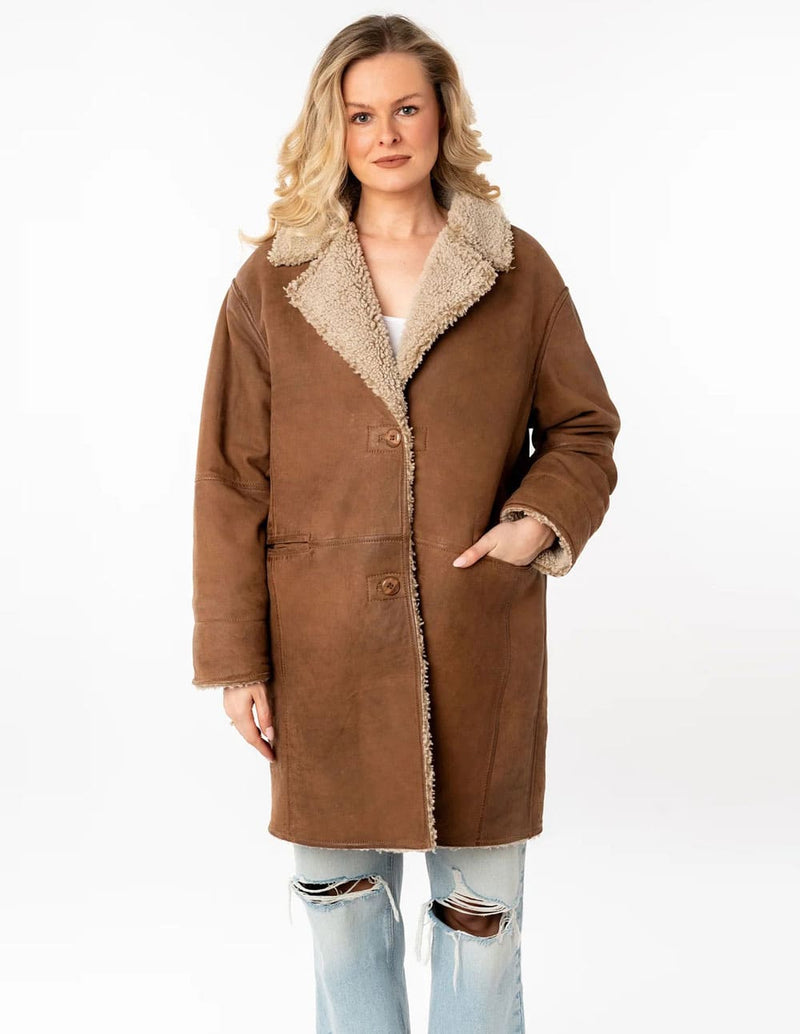 Parka Mauritius de Cuero Xofia Marrón Mujer