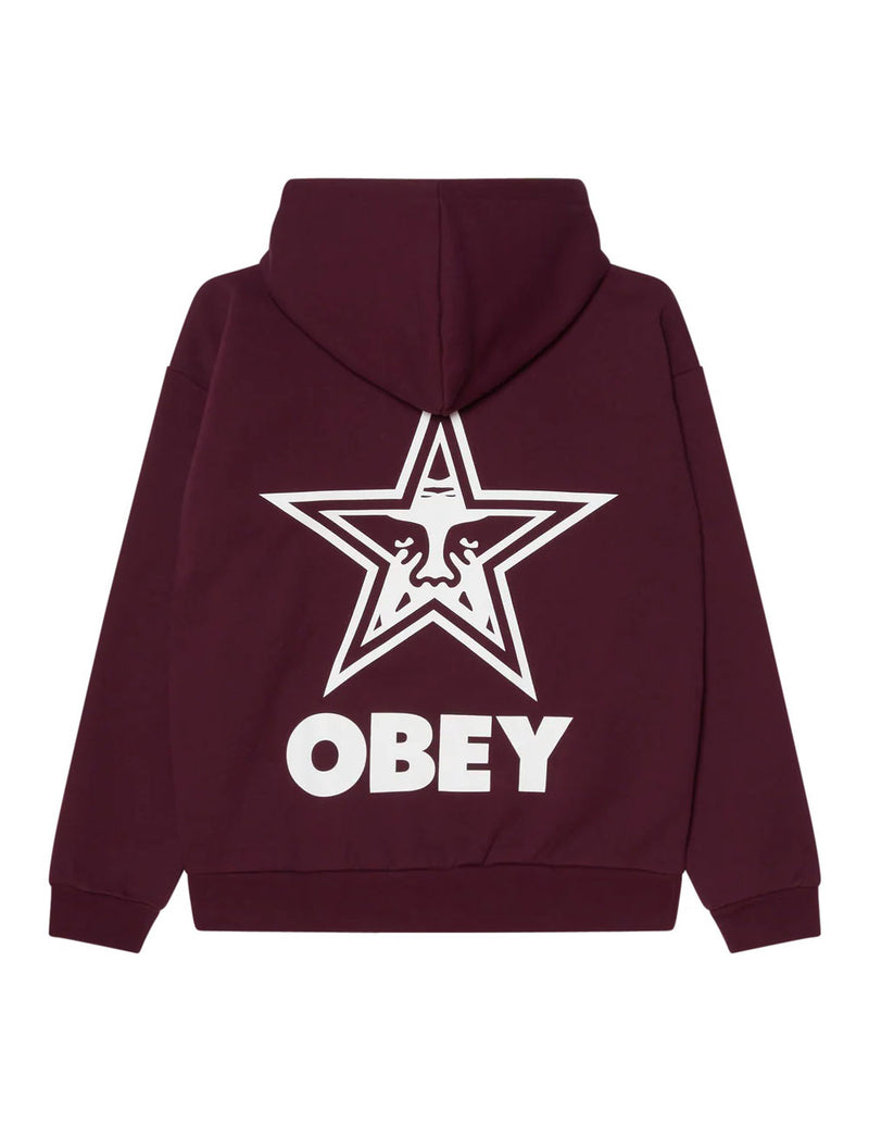 Sudadera con Capucha Obey Bold Star Burdeos Hombre