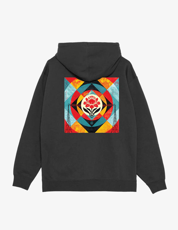 Sudadera con Capucha Obey Geometric Power Canvas Premium Negra Unisex