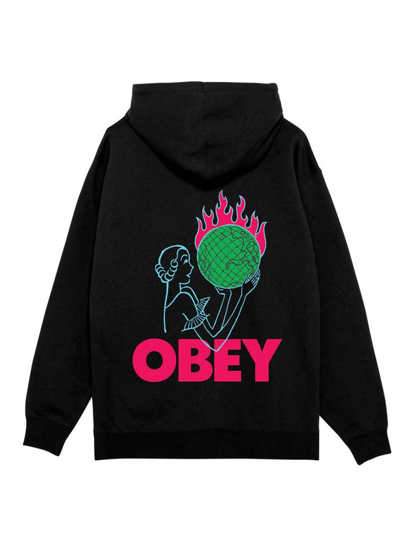 Sudadera con Capucha Obey World In Flames Negra Hombre