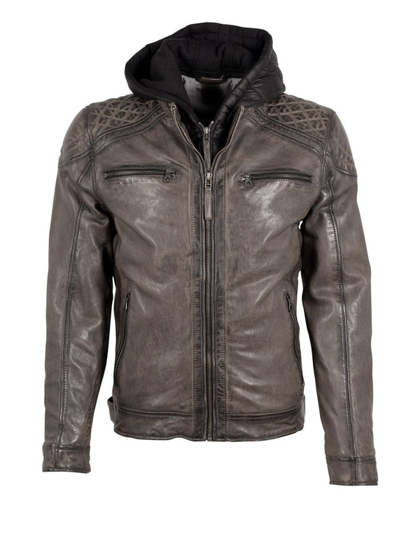 Chaqueta Gipsy Rao de Cuero Gris Hombre